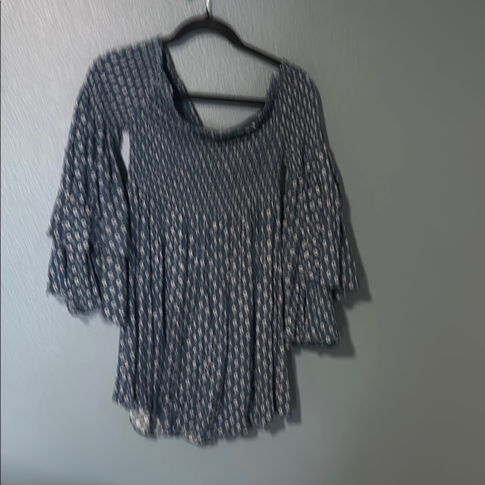 ILLA ILLA Black and White Ruffled Bell Sleeve Midi Dress